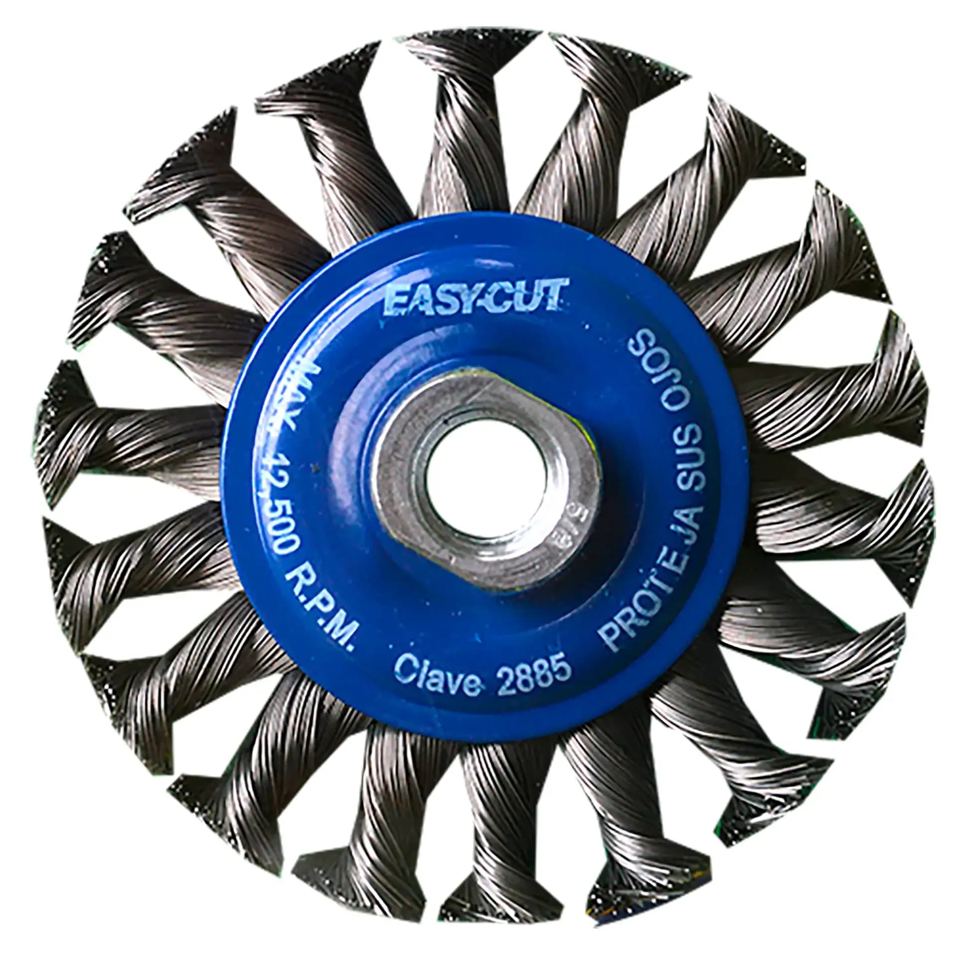Cepillo circular trenzado Clave: 2885  100 x 0.35 x 15.9-11 mm para limpieza de superficies metálicas y remoción de soldadura, pintura, corrosión, fundición y cualquier adherencia