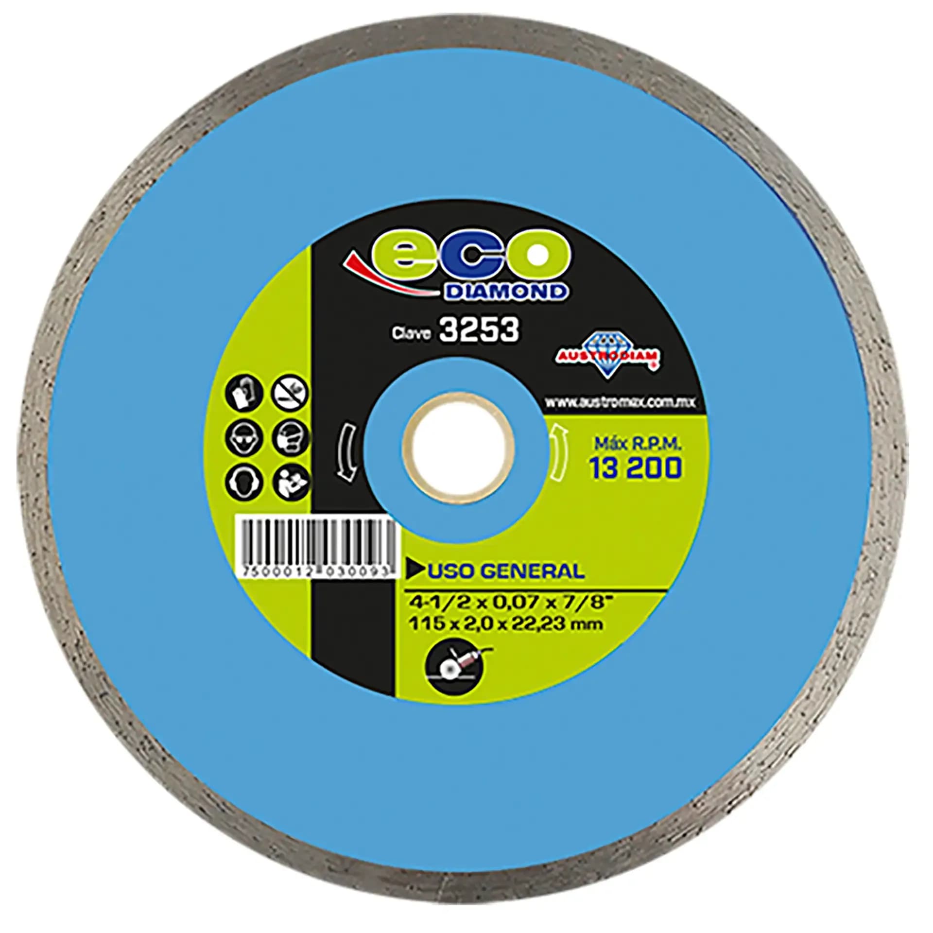 Disco de diamante de 4 1/2 para corte de materiales de construcción en general: concreto, mármol, granito o cantera