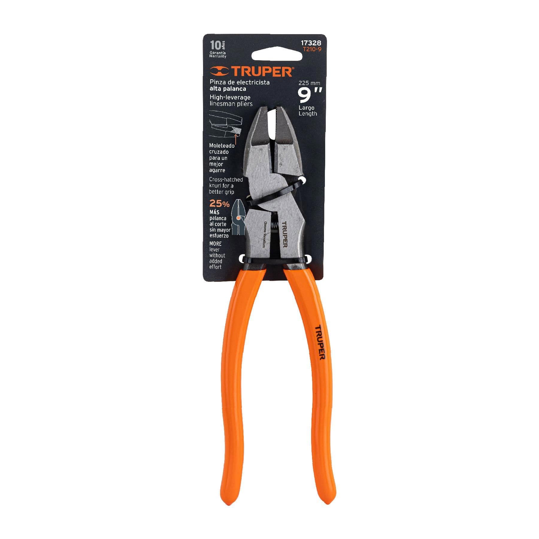 Pinza para electricista 9" alta palanca mango PVC